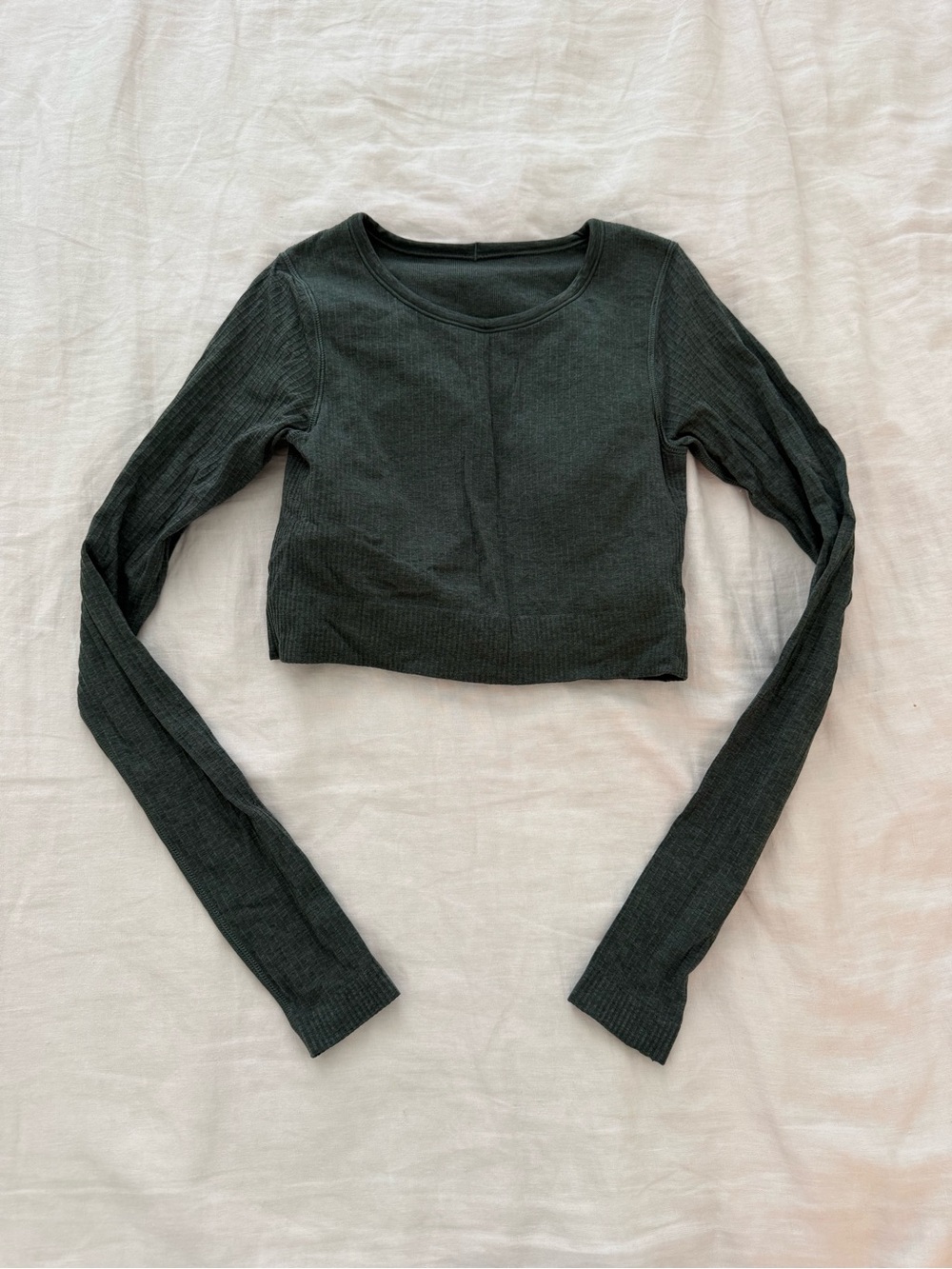 lululemon athletica Cropped Ribbed Long-Sleeve Top - Dark Green